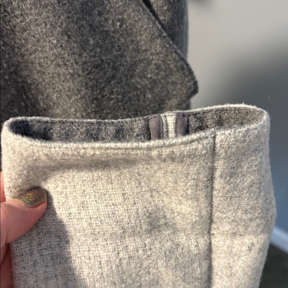 Alfani Gray and Cream Belted Wrap Coat - Picture 9 of 12